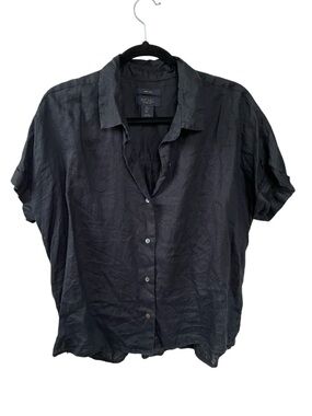 RACHEL Rachel Roy Black Short-Sleeve Button Blouse